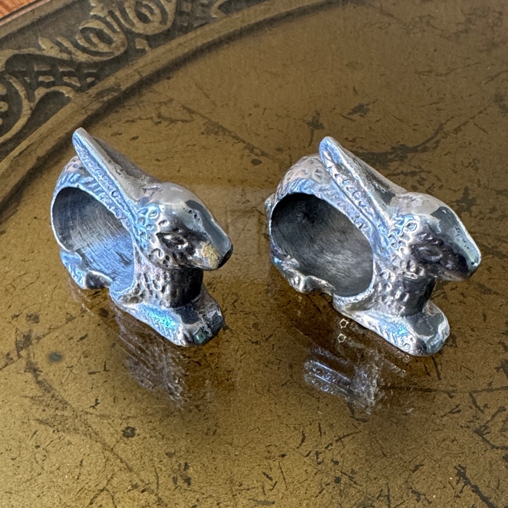 Set of 2 Silver Rabbit Napkin Rings